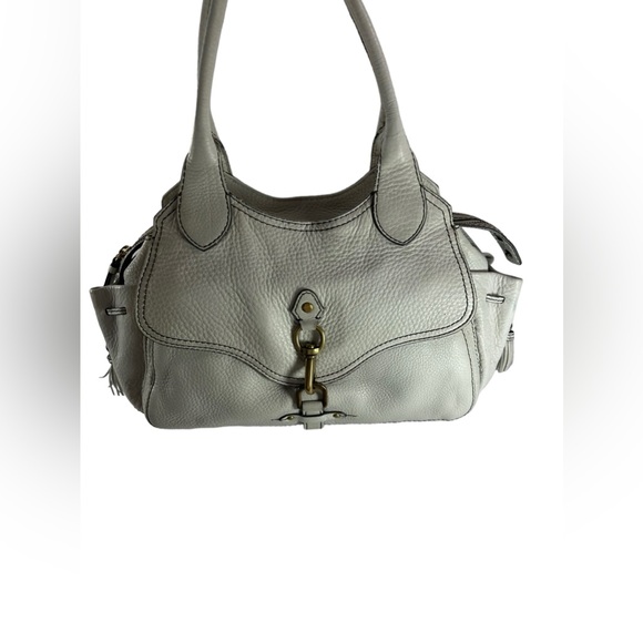 Vintage COLE HAAN white pebbled leather shoulder bag purse multi pockets - Picture 2 of 14